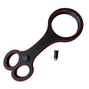 Een BDSM rigid fiddle in het zwart met rode accenten