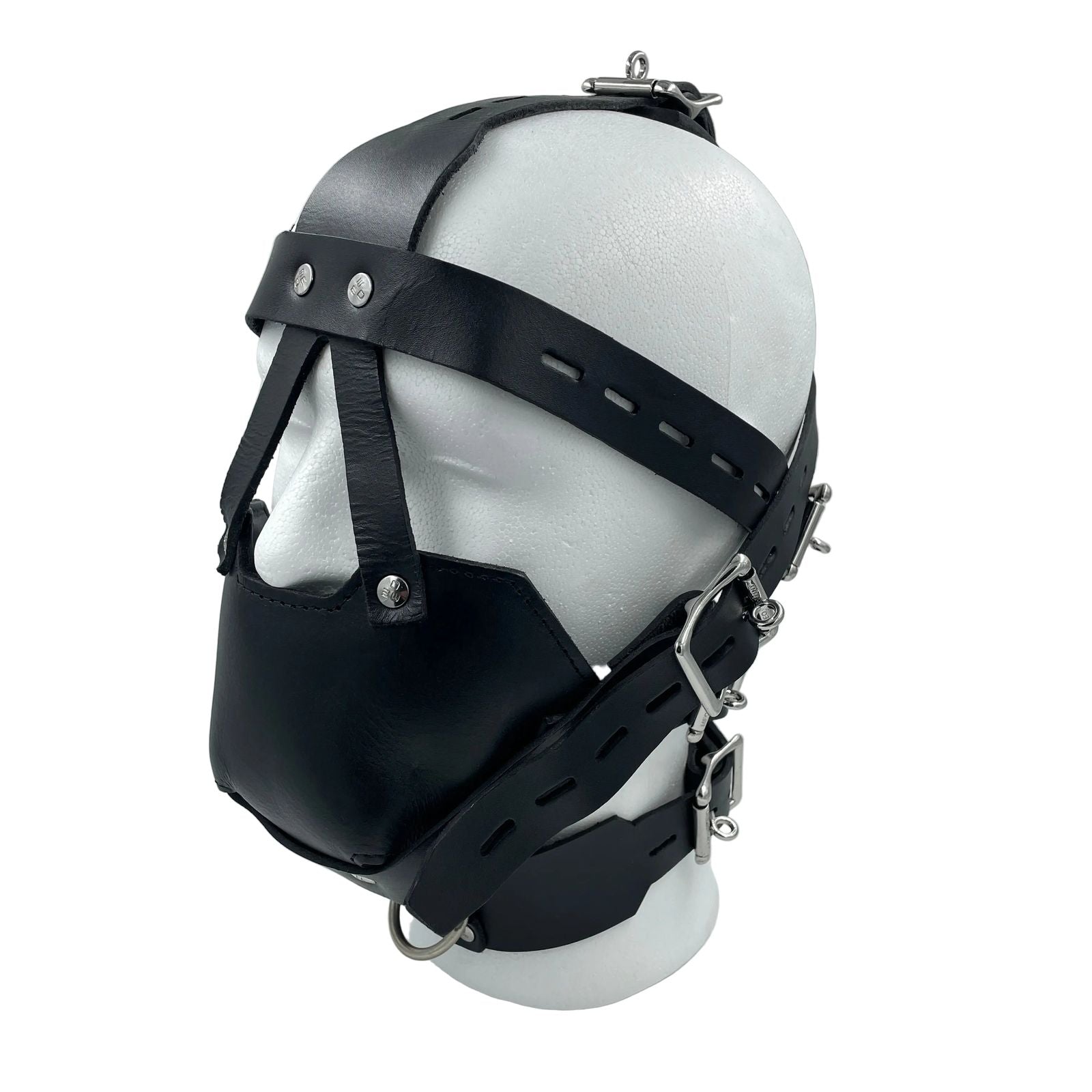 SlaveHarness - Lockable leather head harness with muzzle