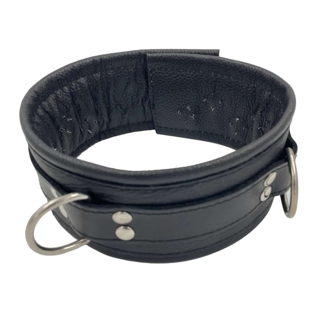 Leather Collar - With Inner Spikes and D-Rings
