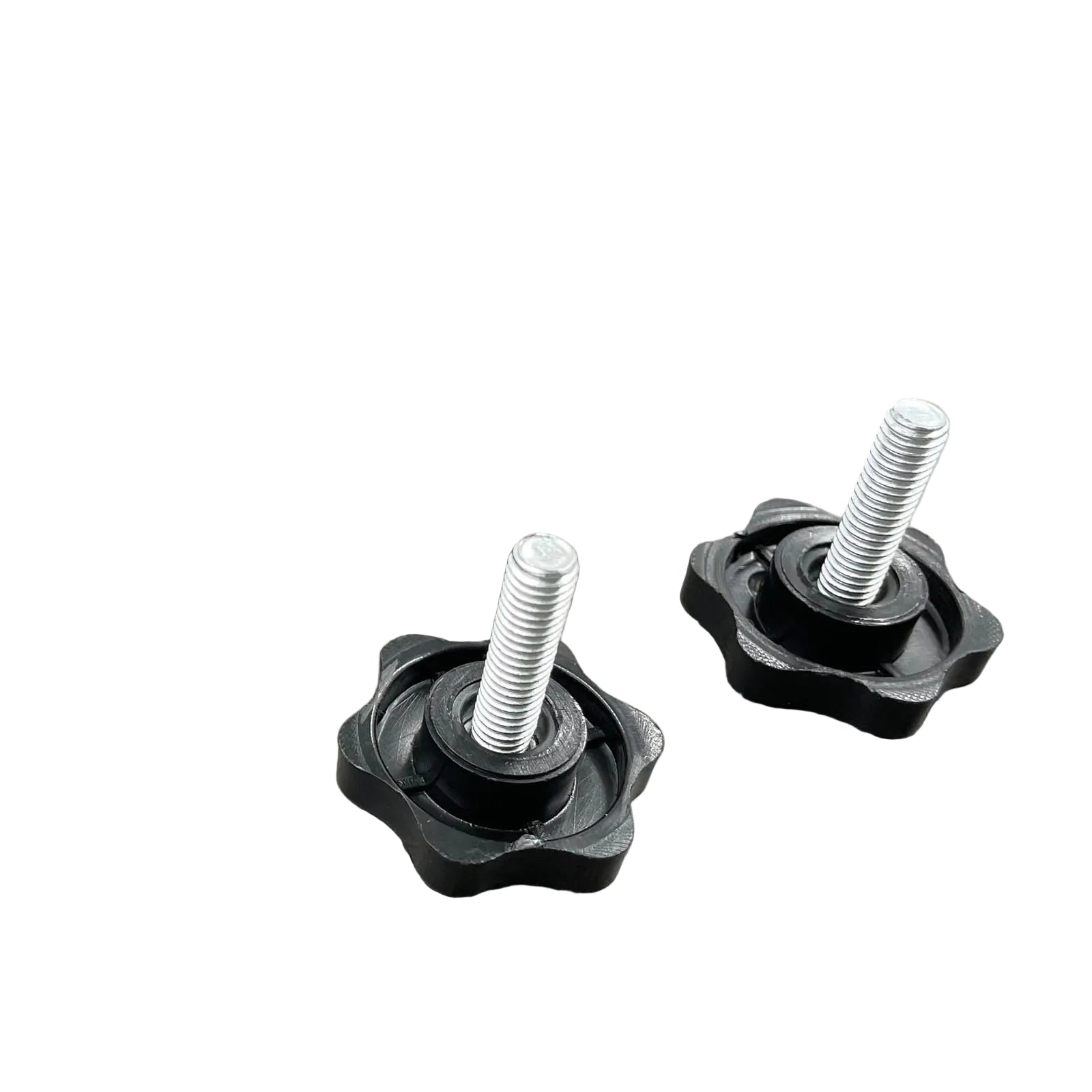 Detailfoto van een BDSM humbler met schroefknoppen in het zwart met rode accenten