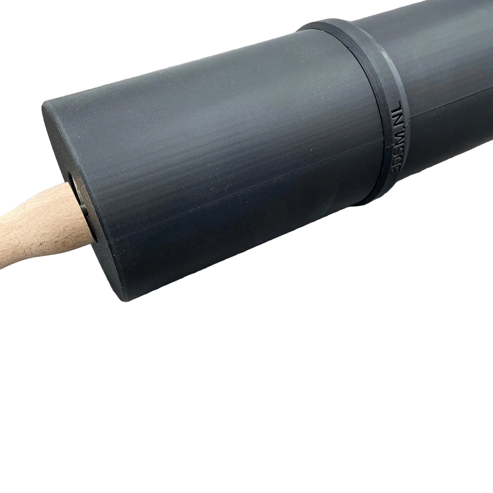 Een zwarte beschermkap voor een BDSM deegroller van 3DSM