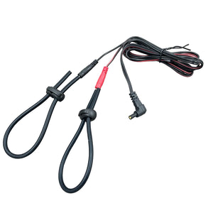 Twee straps van geleidende siliconen voor e-stim met een Mystim kabel