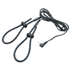 Twee straps van geleidende siliconen voor e-stim met een Rimba kabel