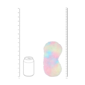 A fluffy blindfold with rainbow colours