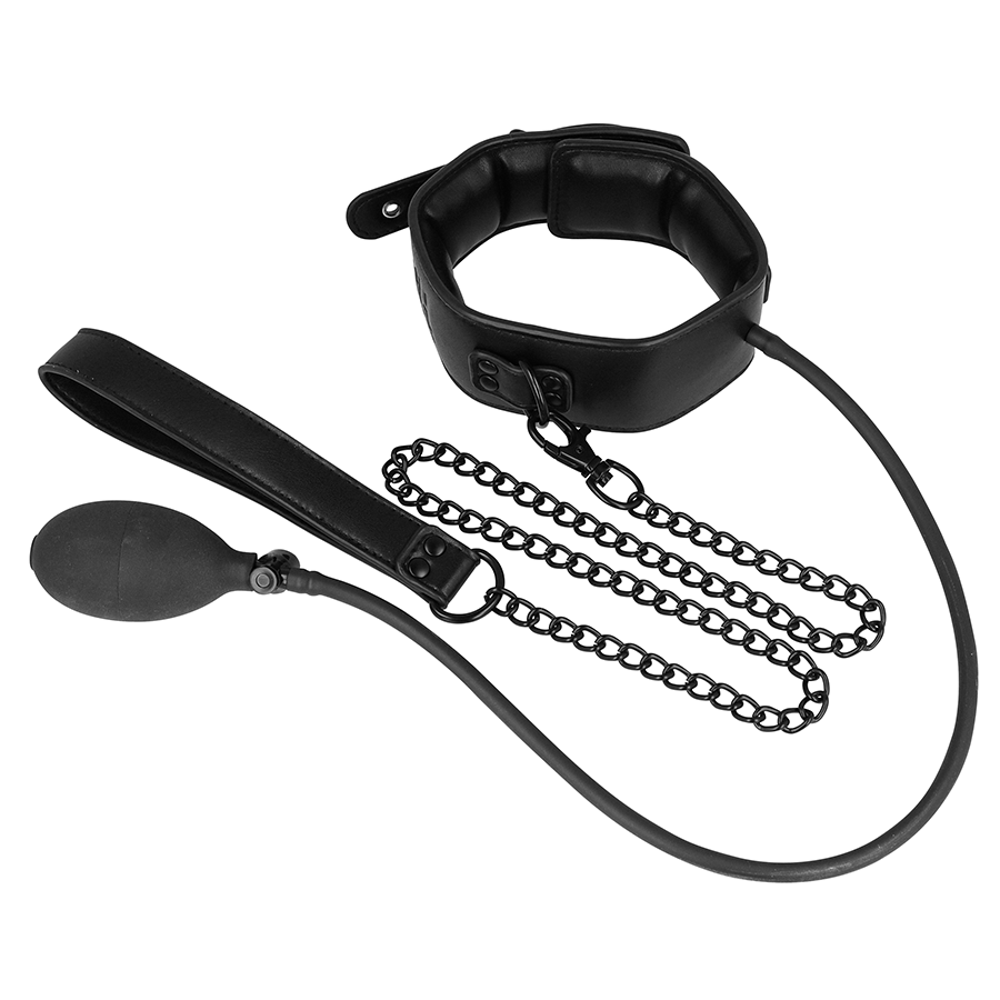 Inflatable strangling collar made of vegan leather