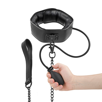 Inflatable strangling collar made of vegan leather