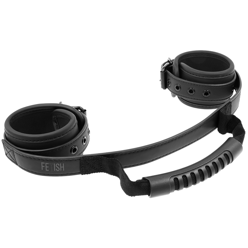 Vegan leather wrist cuffs with handle