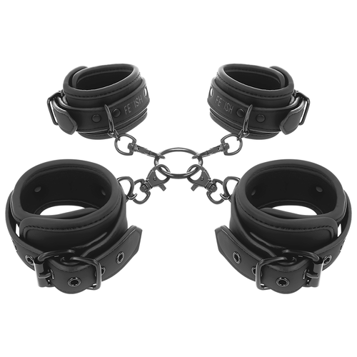 Vegan Leather Wrist and Ankle Cuffs Hogtie Set
