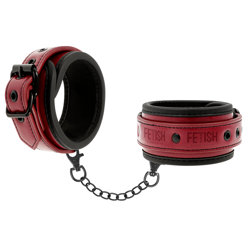 Vegan Leather Wrist Cuffs - Red